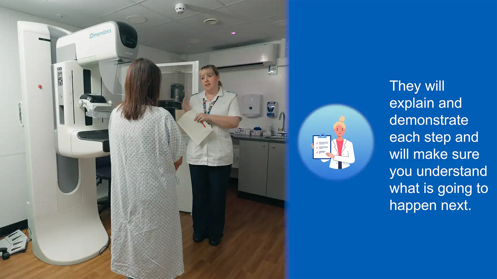 woman having mammogram as part of accessible video guide for healthcare video with easy read